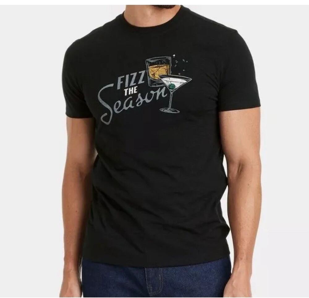 Goodfellow & Co Men's Graphic Fizz the season T-Shirt Black XL